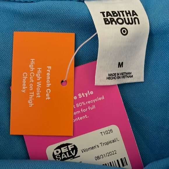 Tabitha Brown Tropical Leopard Print High Cut Bottoms size M - Picture 4 of 5